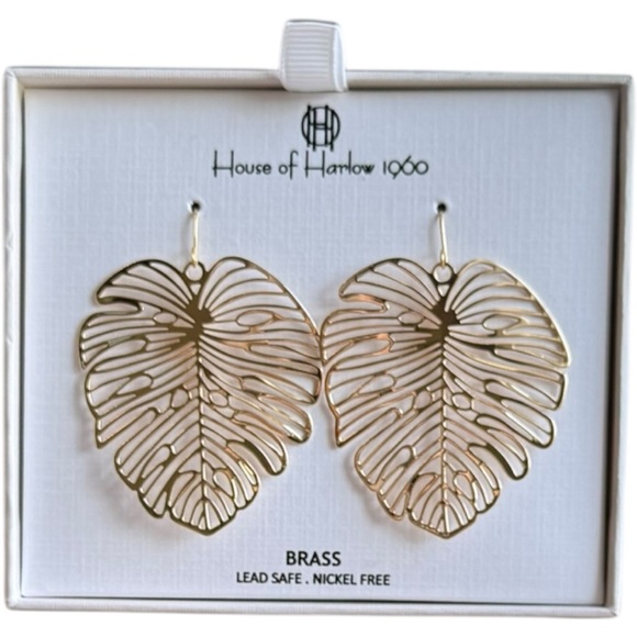 House of Harlow 1960‎ Gold Leaf Earrings - Picture 1 of 4